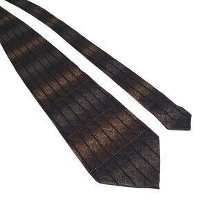 Di Mosgio Hand Made Silk Tie Striped Pattern Brown Black Diagonal Design Gift